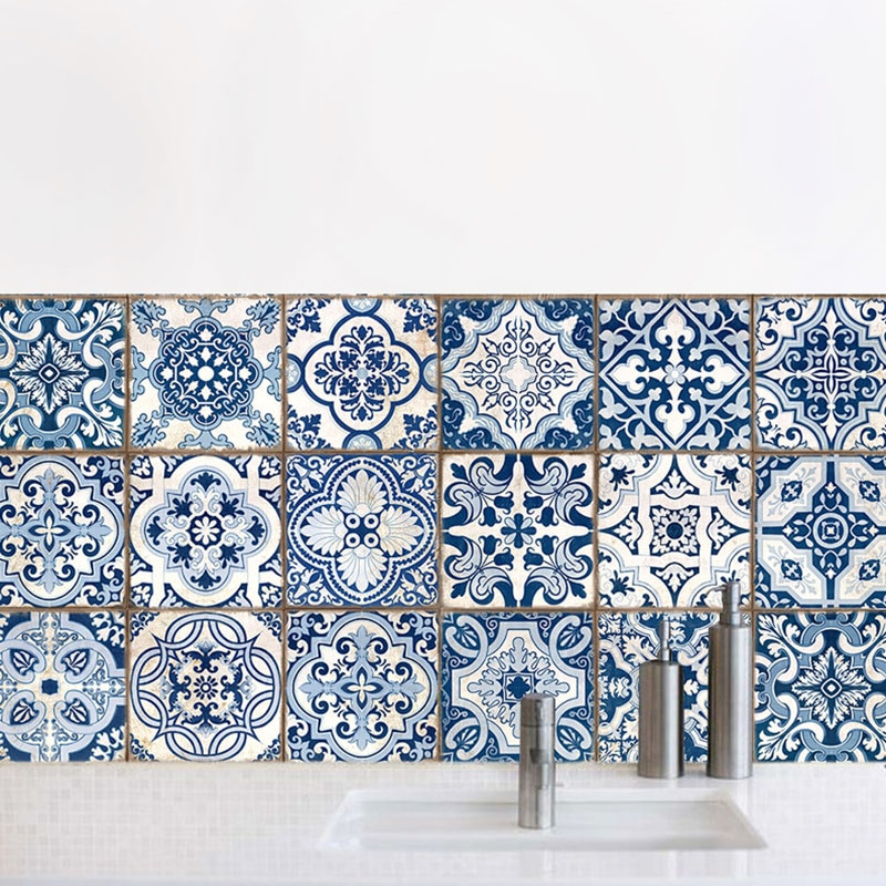 Blue Kitchen Wall Decor
 Toilet kitchen decoration simulation Blue and white