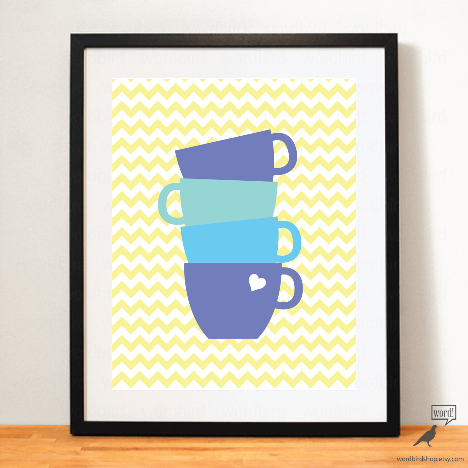 Blue Kitchen Wall Decor
 Blue & Yellow Kitchen Wall Art Coffee Poster Teal by