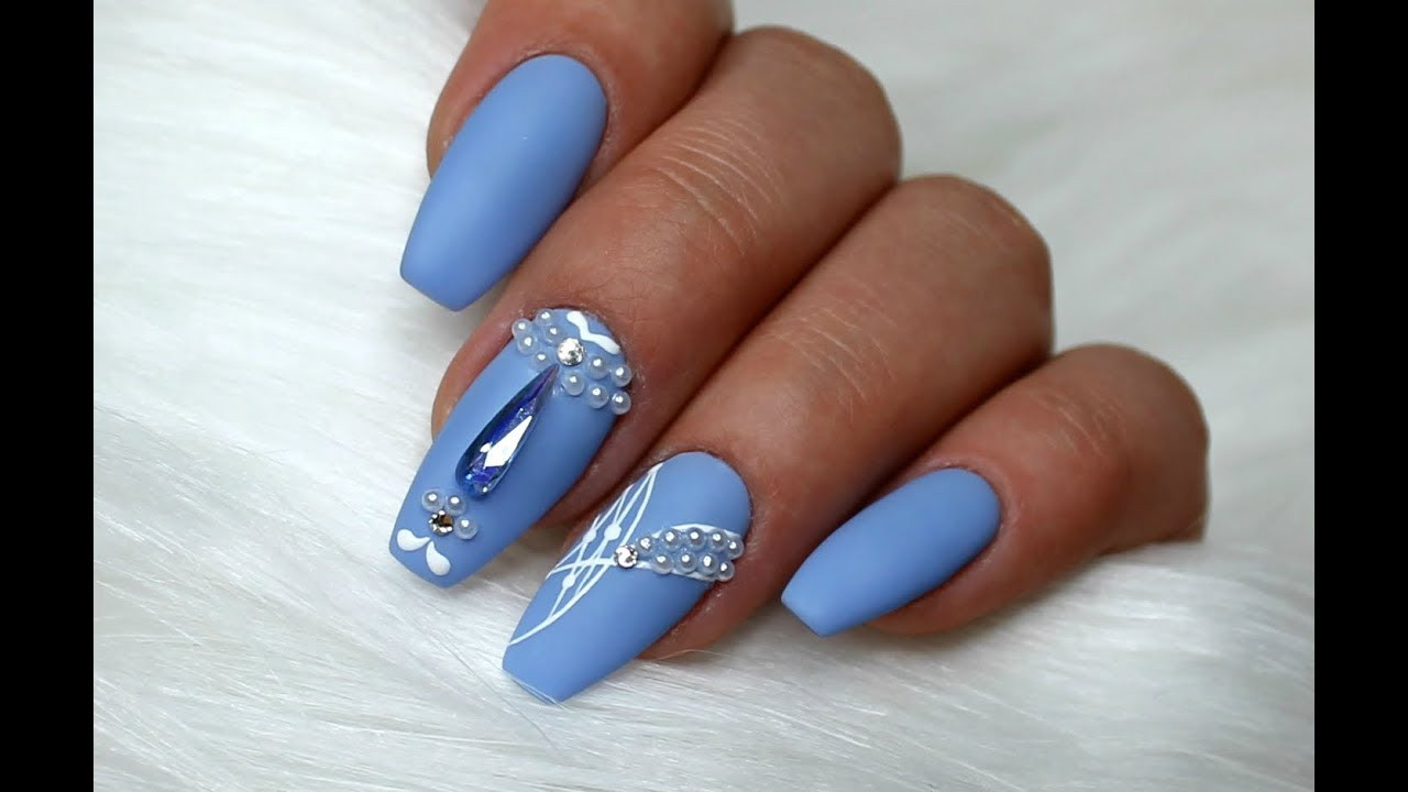 Blue Nail Ideas
 Pastel Nails Medium Blue