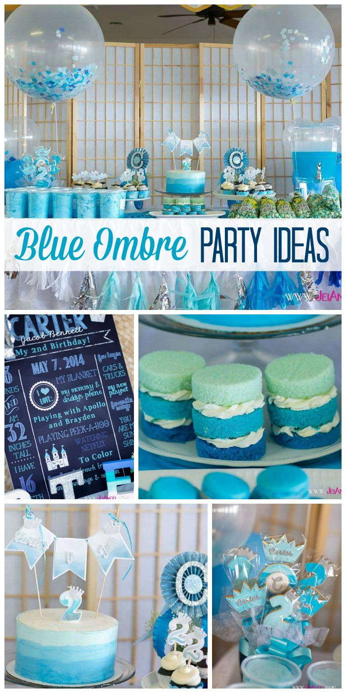 Blue Themed Birthday Party Ideas
 A royalty themed boy birthday party with blue ombre cakes
