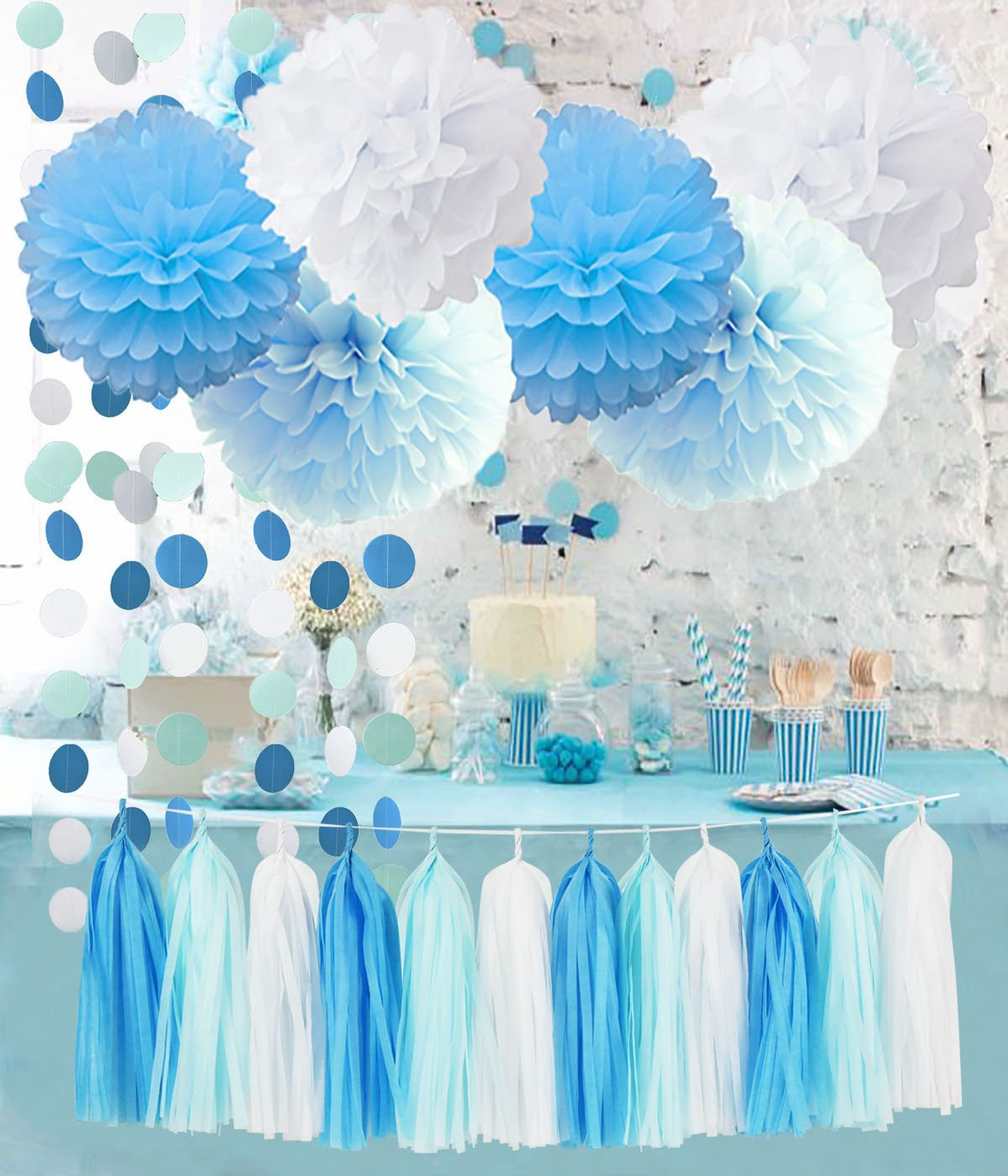 Blue Themed Birthday Party Ideas
 White and Blue Birthday Decorations Amazon