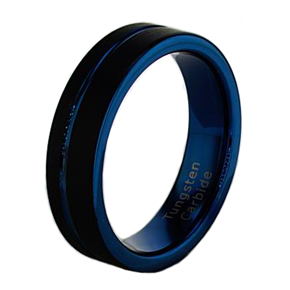 Blue Tungsten Wedding Bands
 Black and Dark Blue Tungsten Wedding Band 6mm – Market