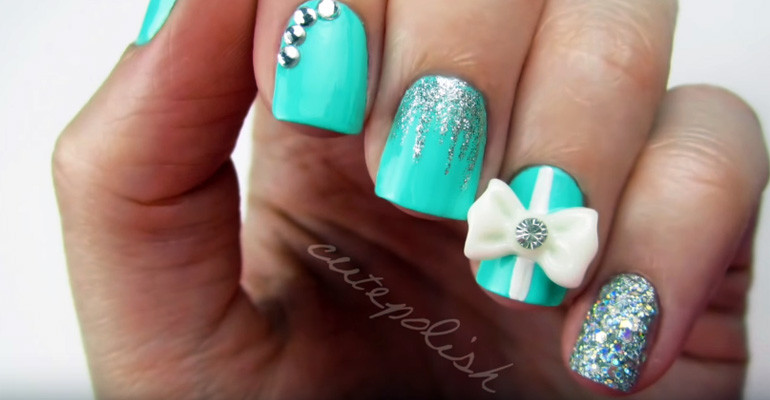 Blue Wedding Nails
 How To Create Tiffany Blue Diamond Nails Wedding Manicure