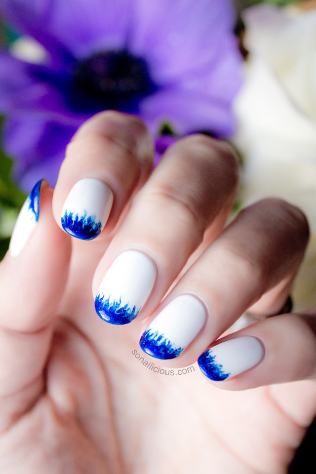 Blue Wedding Nails
 white and blue wedding nails SoNailicious