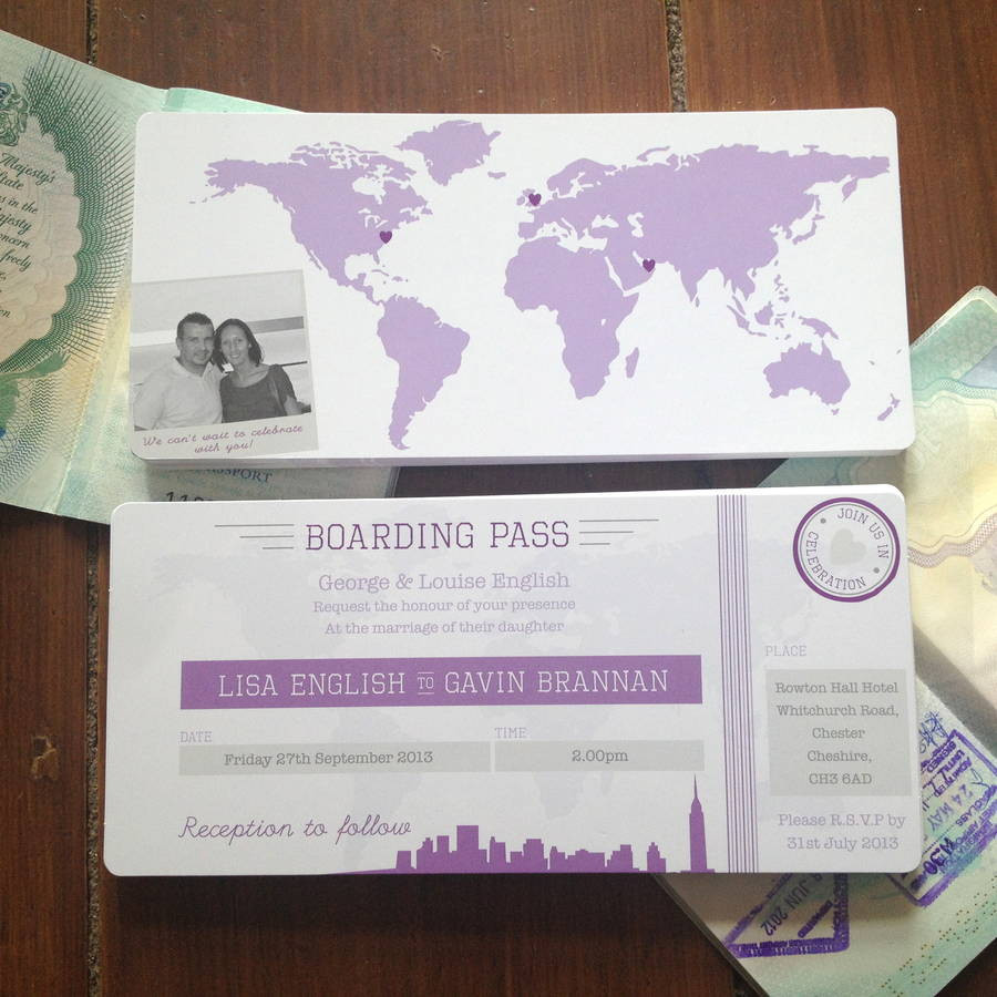 Boarding Pass Wedding Invitation
 new york boarding pass wedding invitation bundle by rodo