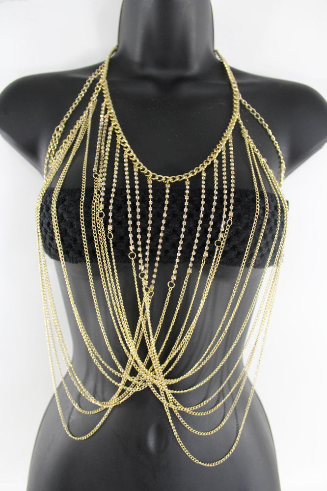 Body Jewelry Chains
 New Women Bikini Body Chains Gold Necklace Fashion Jewelry