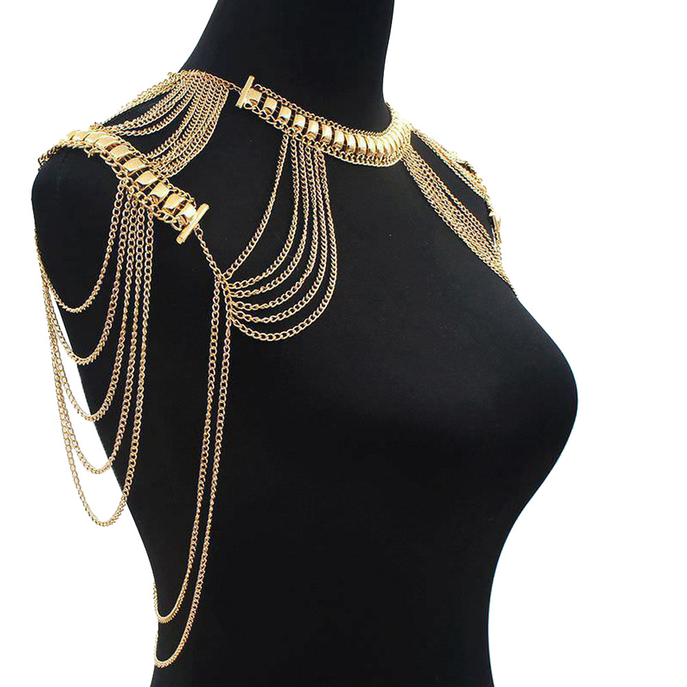 Body Jewelry Chains
 Vintage Gold Plated Shoulder Chain Necklace Jewelry