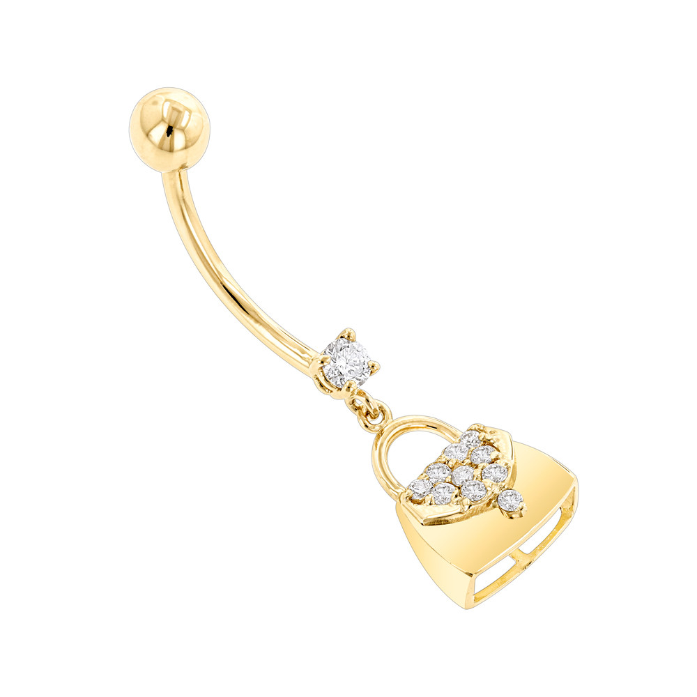 Body Jewelry Diamond
 Body Jewelry 14K Gold Diamond Purse Belly Button Ring 0 29