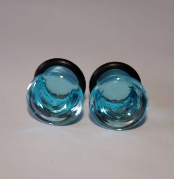Body Jewelry Ears
 00g BLUE Glass Ear Plugs Body Jewelry by azhotshop on Etsy