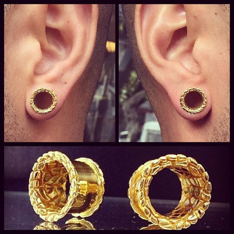 Body Jewelry Ears
 Body jewellery 1Pair Hot Antique Brass Snake Skin Pattern