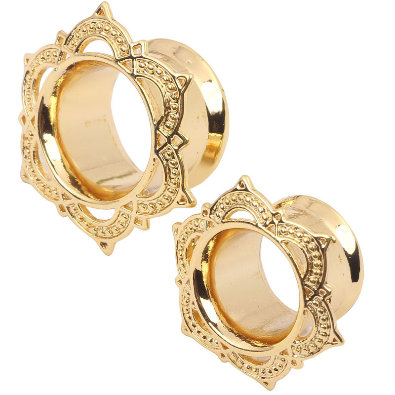 Body Jewelry Ears
 Fashion Copper Brass Ear Plugs Tunnels Flared Gold