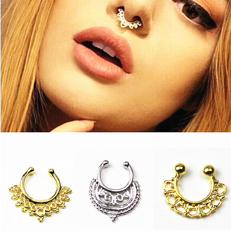 Body Jewelry Ears
 Fashion new clicker fake nose ring Ear clip Body Jewelry