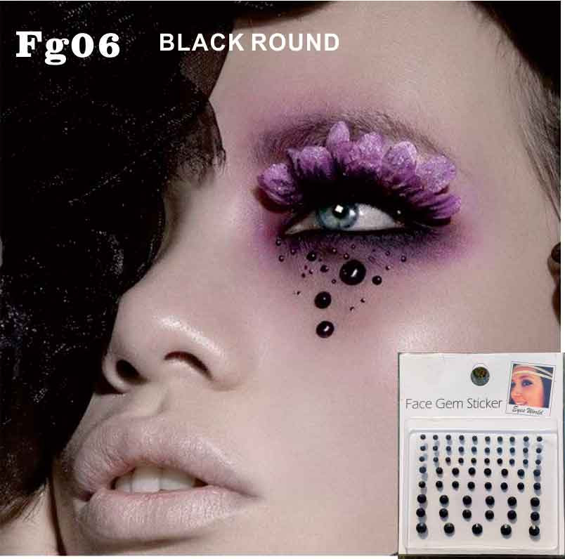 Body Jewelry Face
 FG06 Black Cyber Face Gems Jewels Bindi Dots Bindis Beauty