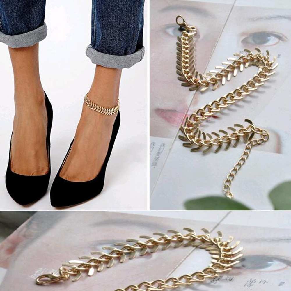 Body Jewelry Outfit
 FAMSHIN Summer Fashion Fishbone Chain Anklets Bracelet