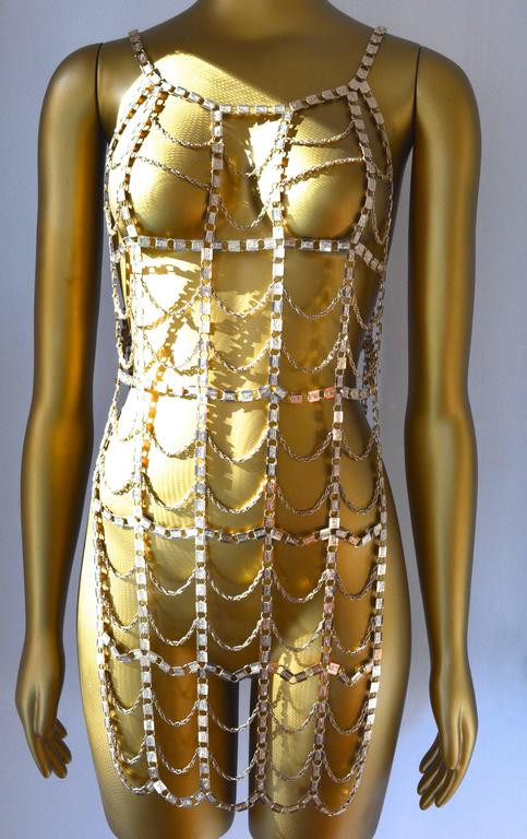 Body Jewelry Over Clothes
 60s Trifari Mod Body Chain Tunic at 1stdibs