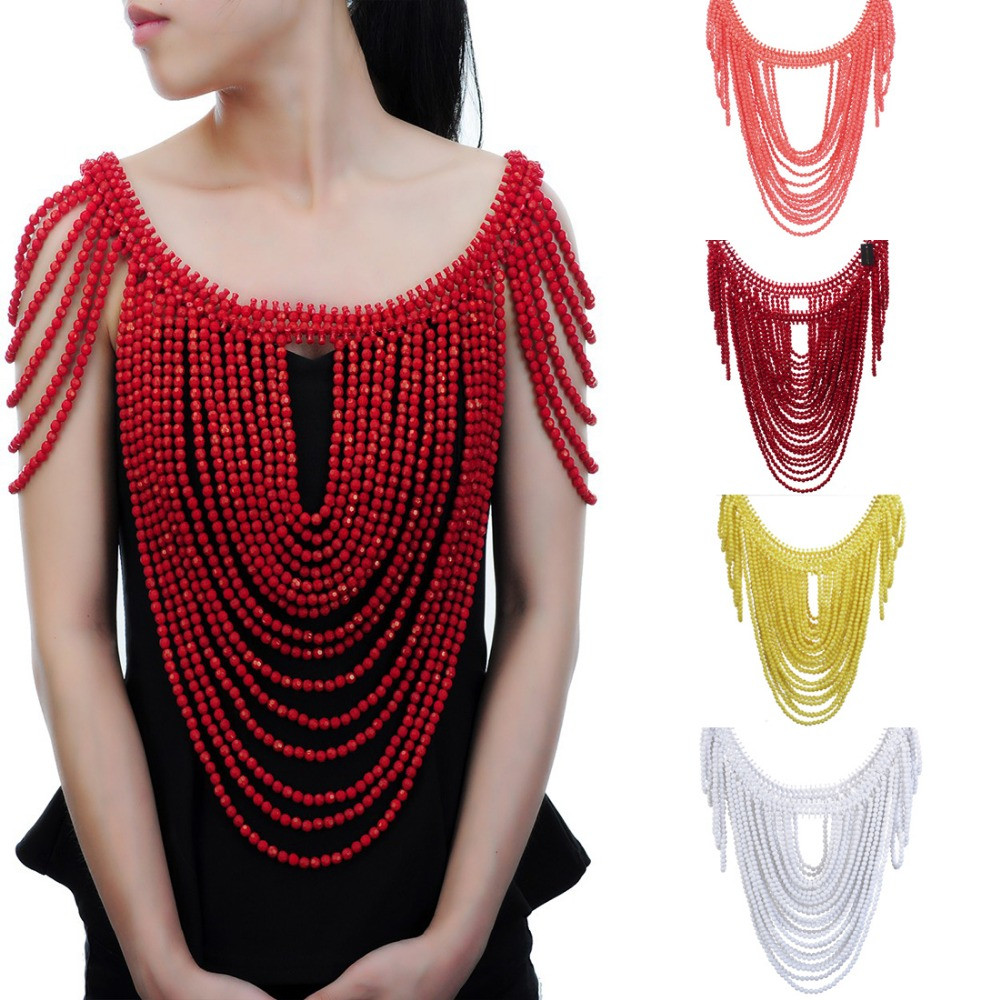 Body Jewelry Over Clothes
 Fashion Jewelry Vintage Statement Body Shoulder Bib Full