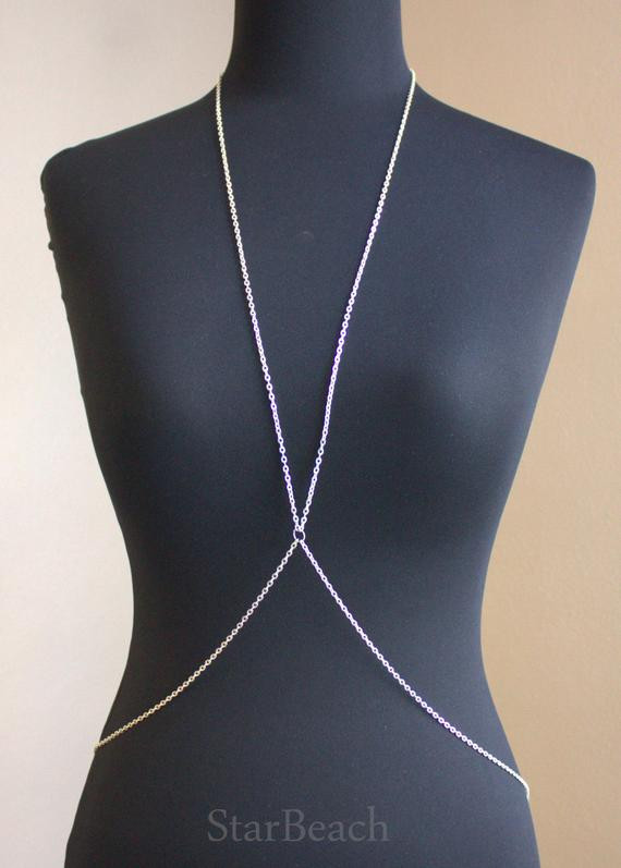 Body Jewelry Silver
 Demi Silver Body Chain Body Jewelry Beach Jewelry by StarBeach