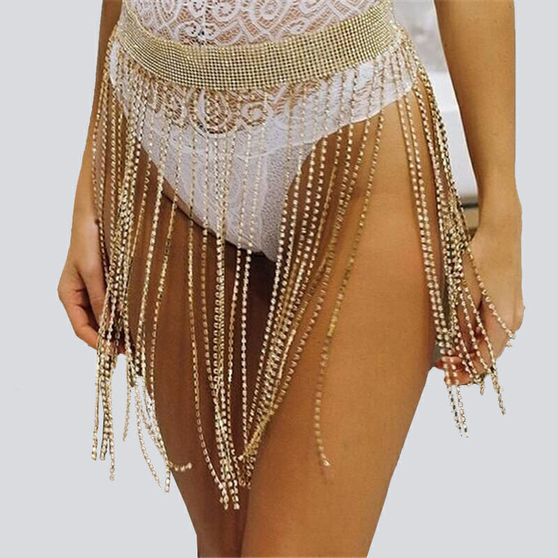 Body Jewelry Skirt Festival Rhinestone Body Chain Glitter Skirt Belt