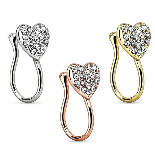 Body Jewelry Unique
 Women Unique Rhinestone Heart Fake Nose Ring Septum