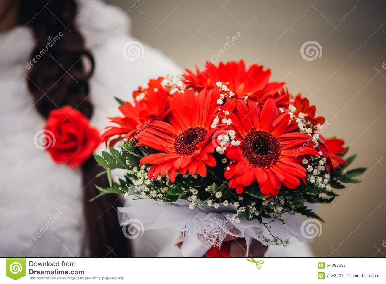 Bokeh Flowers Wedding
 Wedding Gerbers Bouquet Background Couple In Stock