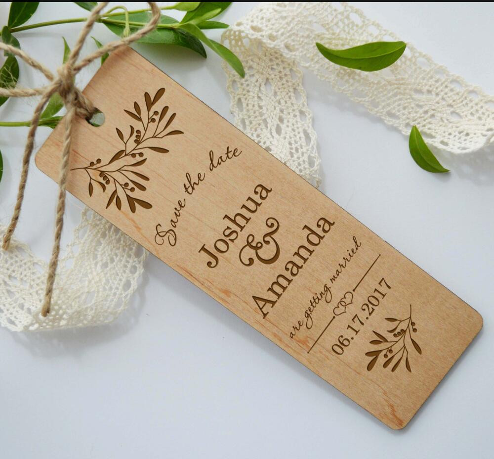 Bookmark Wedding Favors
 Personalized Wedding Bookmarks Wooden save the date