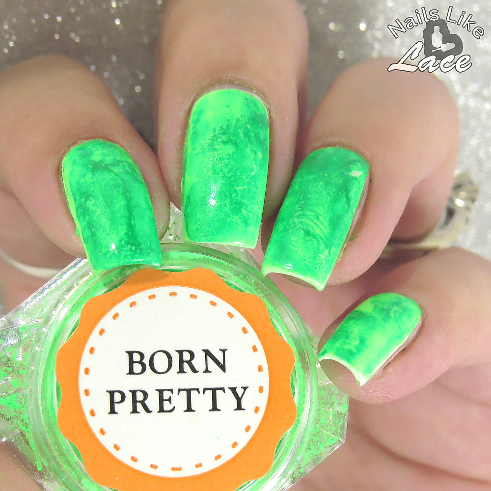 Born Pretty Nails
 NailsLikeLace Neon Green Smoky Nails with Fluorescent Powder