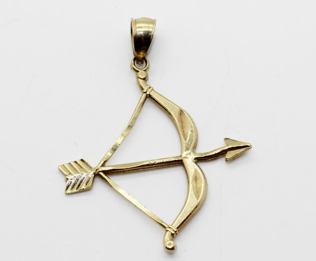 Bow And Arrow Necklace
 14k 1 3g Gold Bow And Arrow Pendant