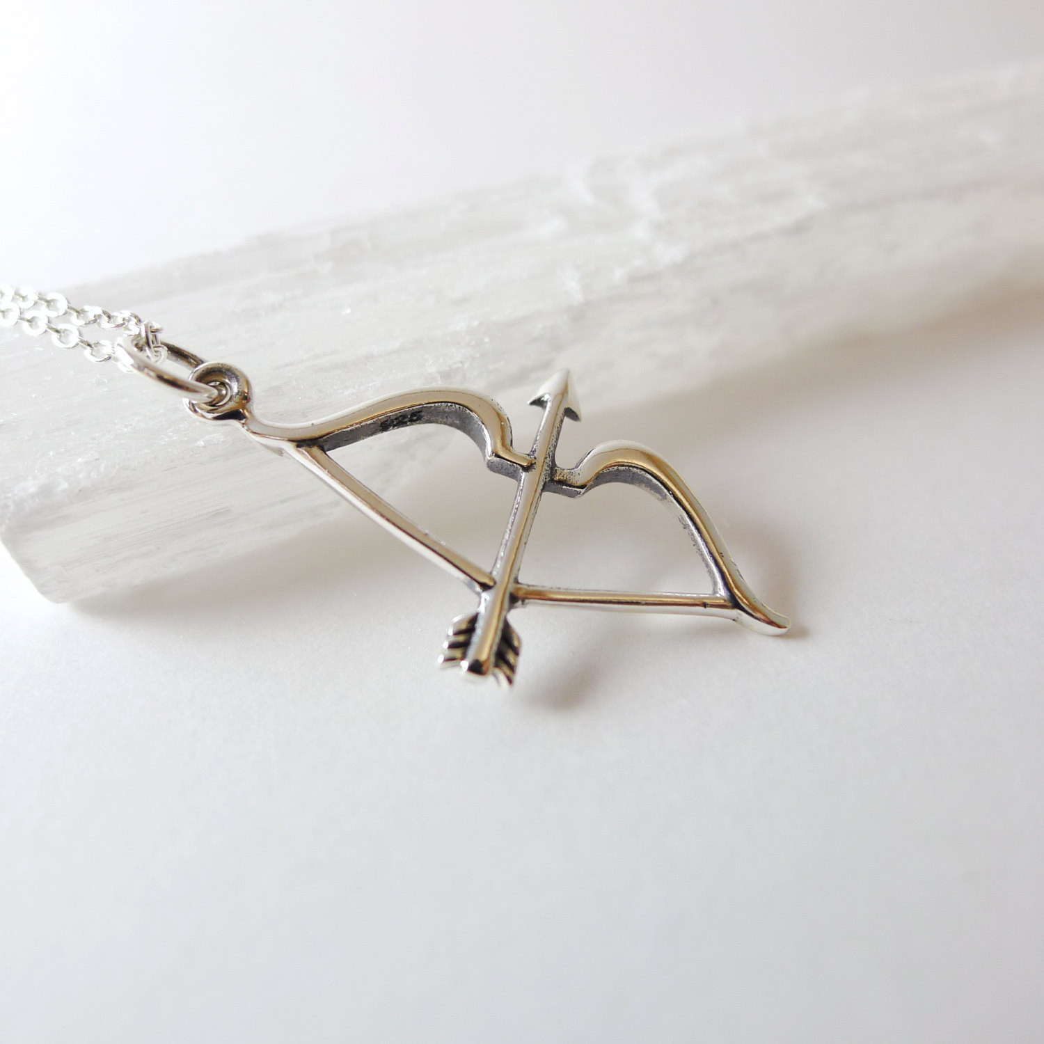 Bow And Arrow Necklace
 Bow and Arrow Charm Necklace 925 Silver 925 Silver Chain