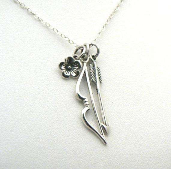 Bow And Arrow Necklace
 Bow Arrow Necklace Katniss Hunger Games Inspired Sterling