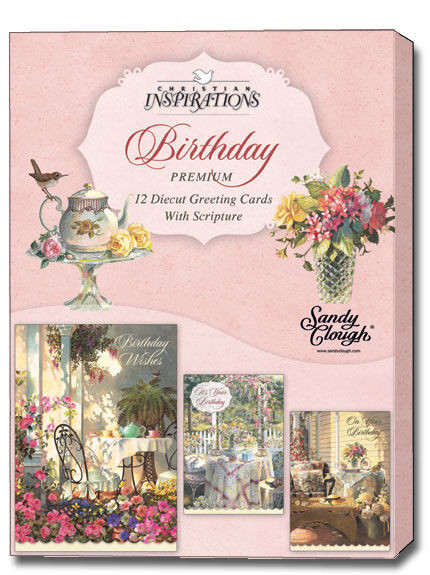 Boxed Birthday Cards
 Sandy Clough Time for Tea Box of 12 Assorted Christian