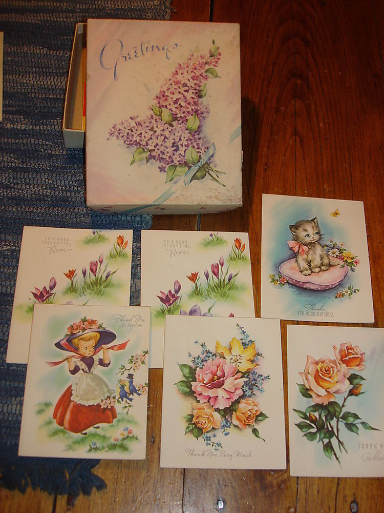 Boxed Birthday Cards
 Vintage BOXED GREETING CARDS 6 THANK YOU Cards
