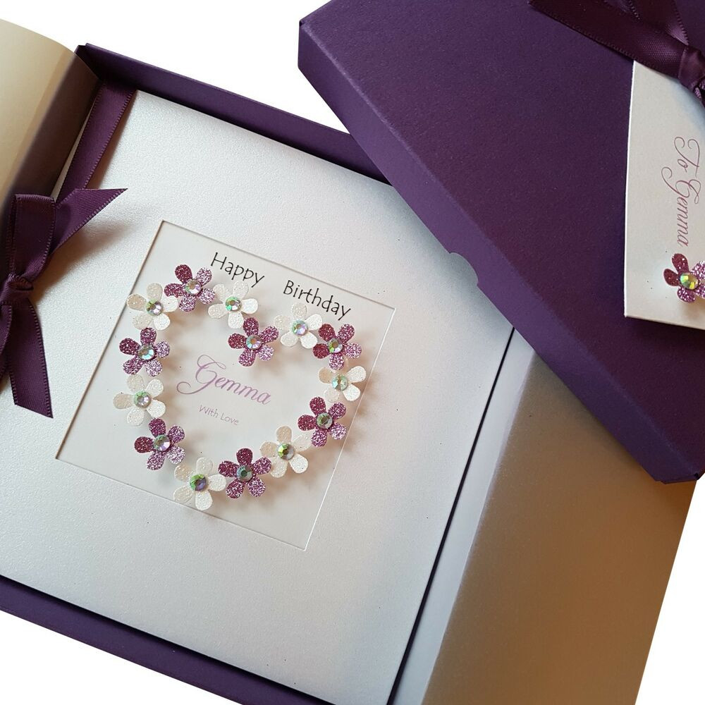 Boxed Birthday Cards
 LUXURY Handmade Personalised Boxed Birthday Card Mum Wife