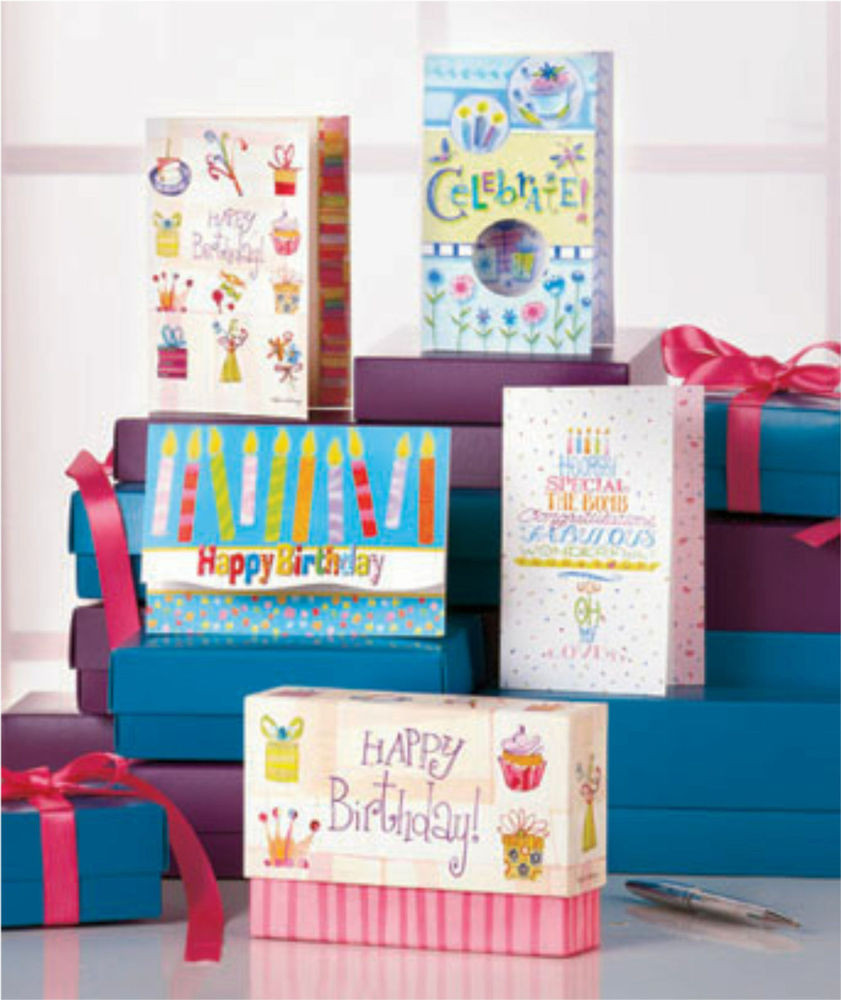 Boxed Birthday Cards
 48 pc 12 Designs Boxed Birthday Greeting Cards Set 5 5"x 4