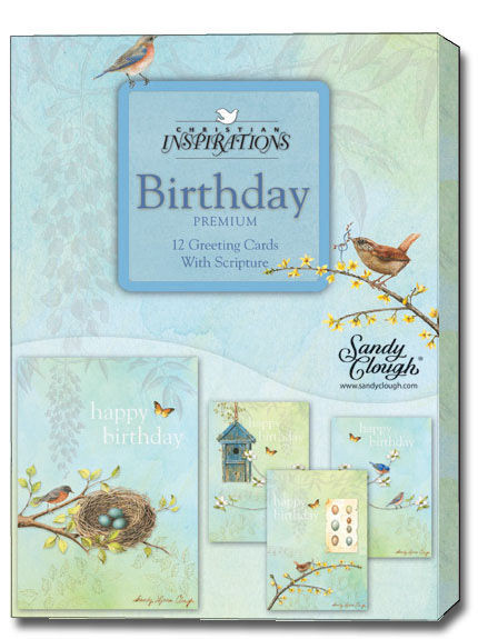 Boxed Birthday Cards
 Sandy Clough Nesting Box of 12 Assorted Christian