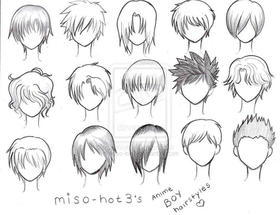 Boy Anime Hairstyles
 ANIME BOY HAIRSTYLES = by pmtrix on DeviantArt
