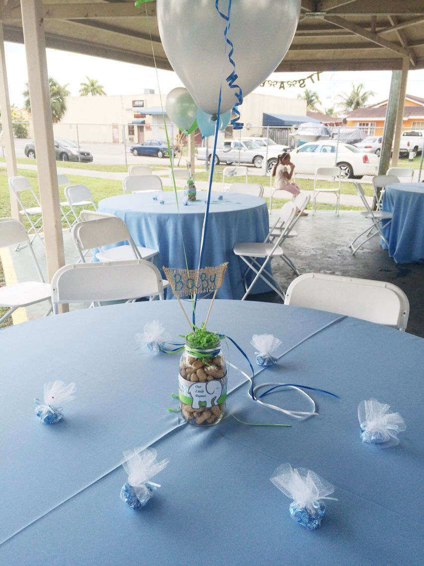 Boy Baby Shower Table Decoration Ideas
 Table boy baby shower elephant balloons center piece Email