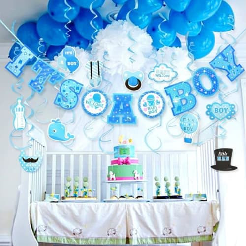 Boy Baby Shower Table Decoration Ideas
 30Pcs Baby Shower It S A Boy Birthday Party Swirl Hanging