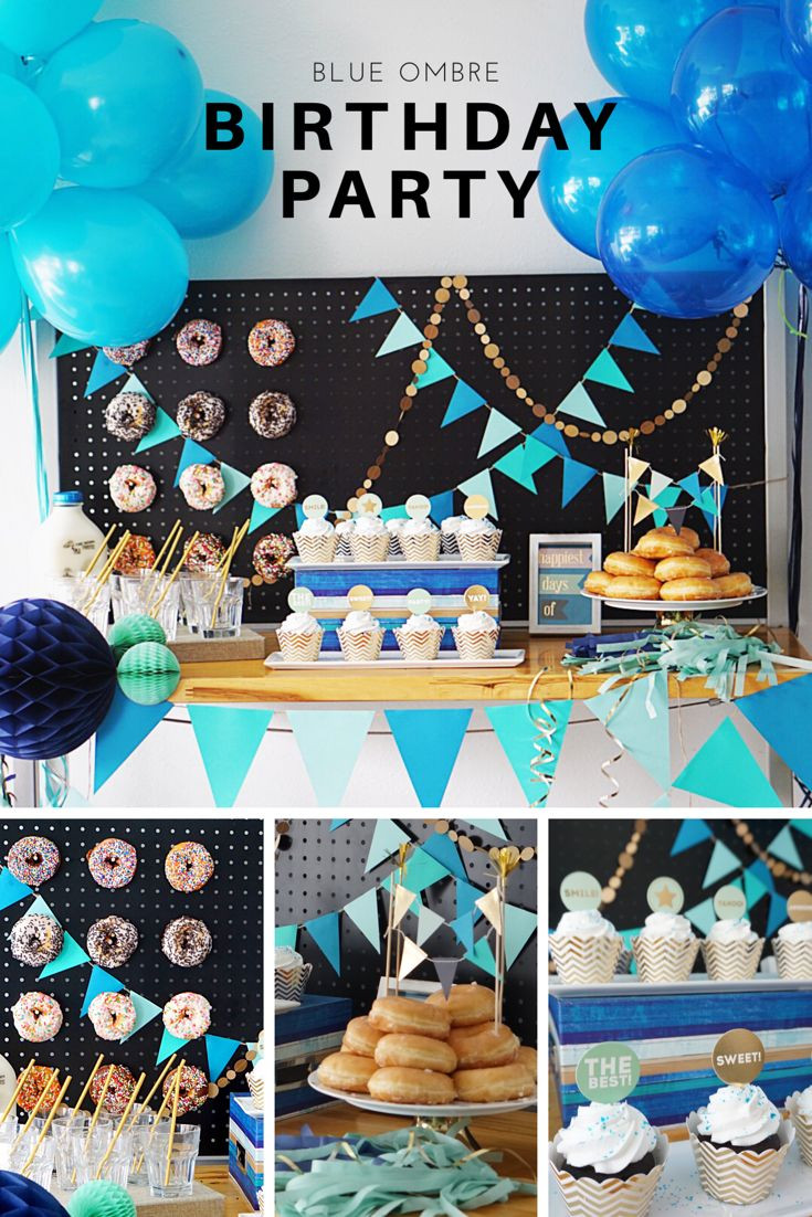 Boy Birthday Party
 Birthday boy blue ombré birthday party dessert table diy