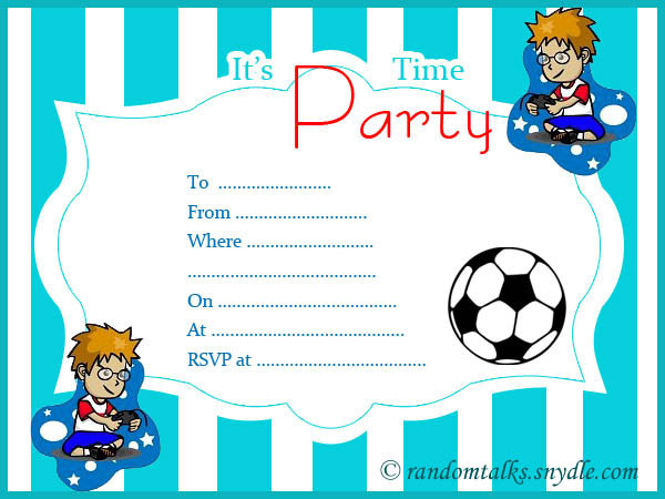 Boy Birthday Party Invitations
 Free Printable Birthday Invitations – Random Talks