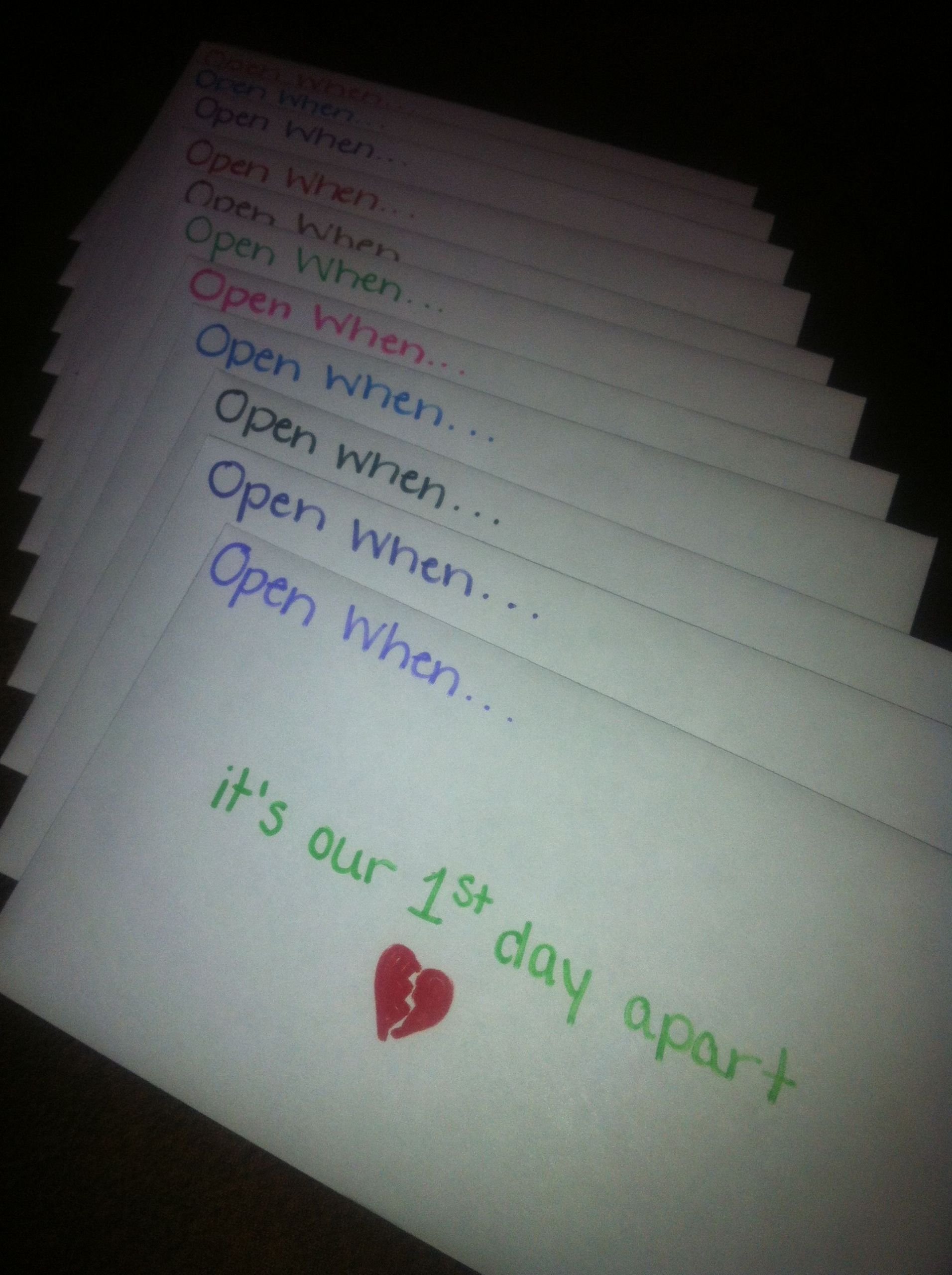 Boyfriend Leaving For College Gift Ideas
 "Open When" cards for my boyfriend when I go away to