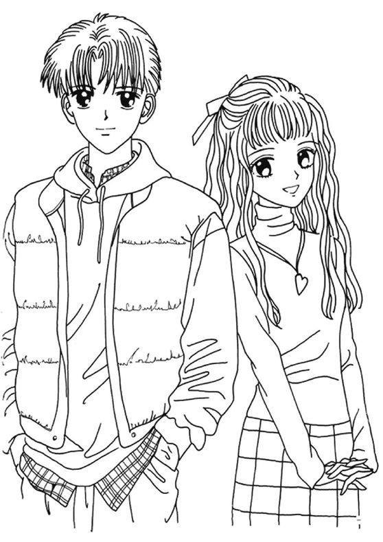 Boys And Girls Coloring Pages
 Boy and Girl Anime Coloring Page to Print New Coloring