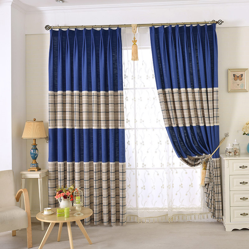 Boys Bedroom Curtain
 Chic Blue Beige Cotton Linen Plaid Curtains For Boys Bedroom