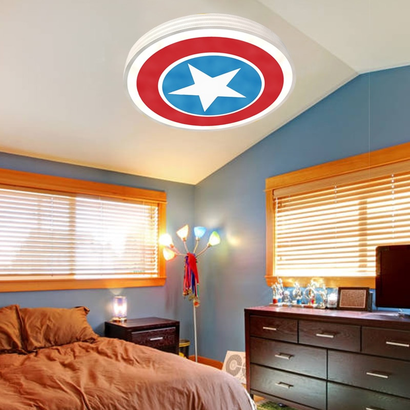 Boys Bedroom Light
 White Captain America Star Kid Room Bedroom Children