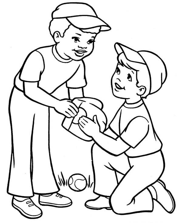 Boys Coloring Sheets
 Two Boys Playing Baseball Coloring Page Download & Print