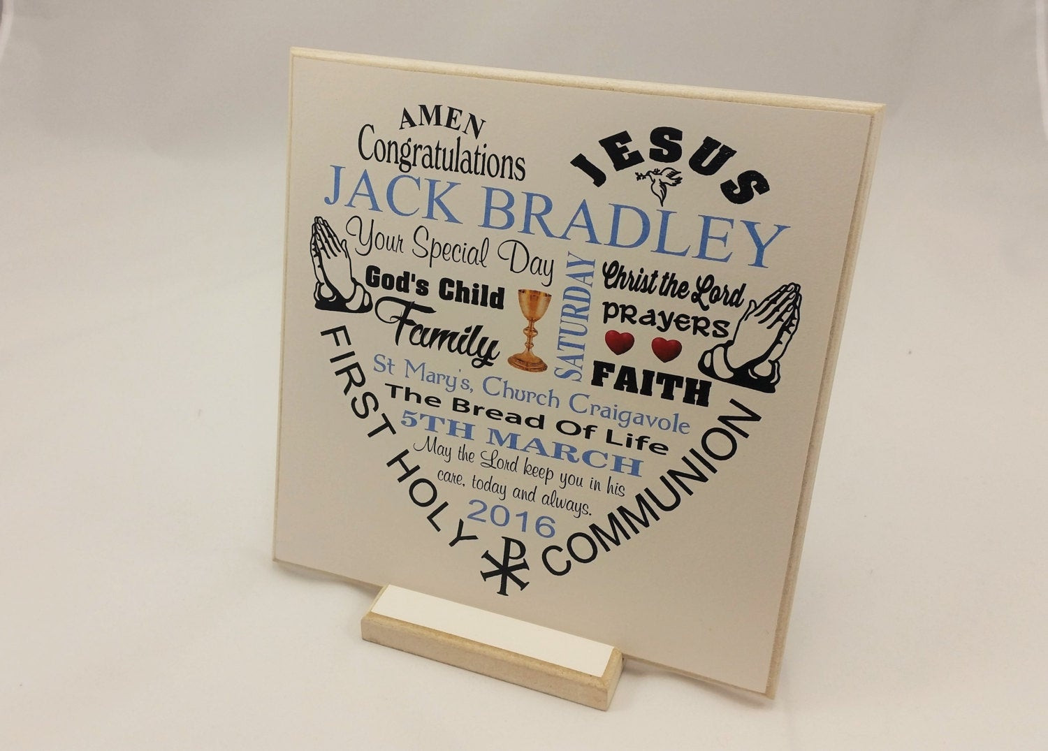 Boys Communion Gift Ideas
 First munion Gift Boy Girl Personalised Wooden Plaque