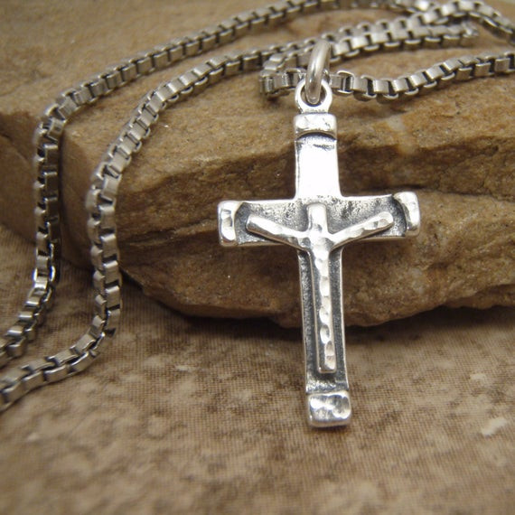 Boys Cross Necklace
 Boy s cross necklace Crucifix cross is sterling silver