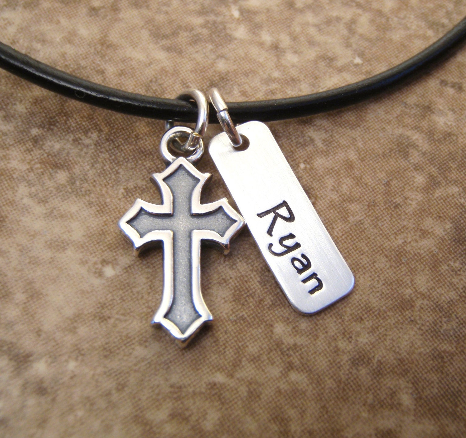 Boys Cross Necklace
 Boy s Name and Cross necklace Boy s First munion