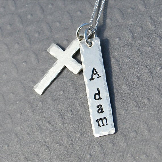 Boys Cross Necklace
 Boys munion Confirmation baptism Solid Sterling Cross