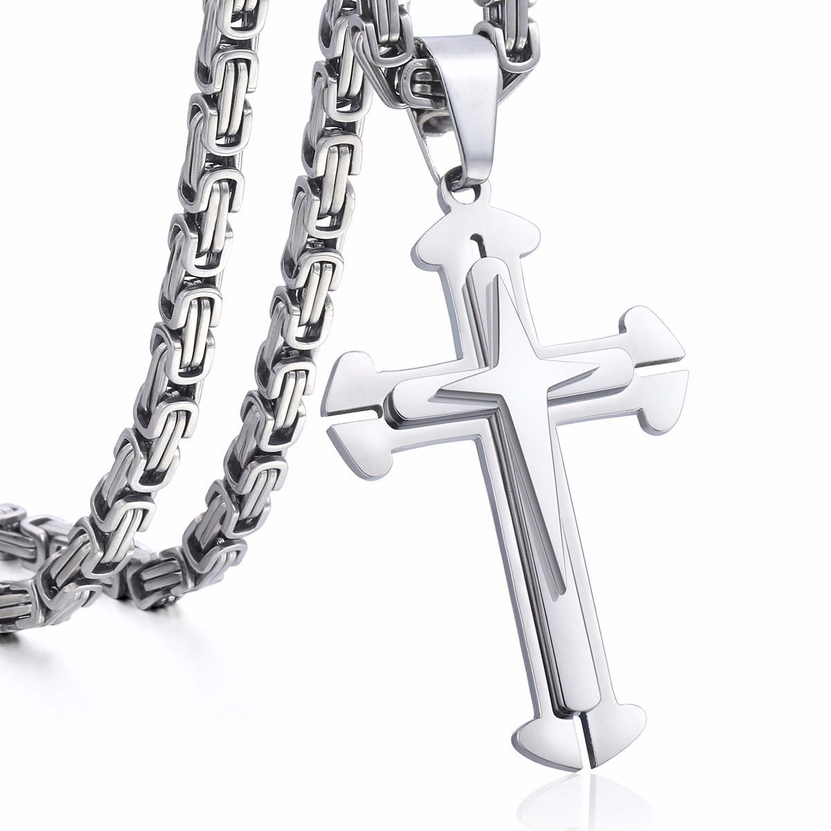 Boys Cross Necklace
 Hermah Stainless Steel Cross Pendant Necklace Mens Boys