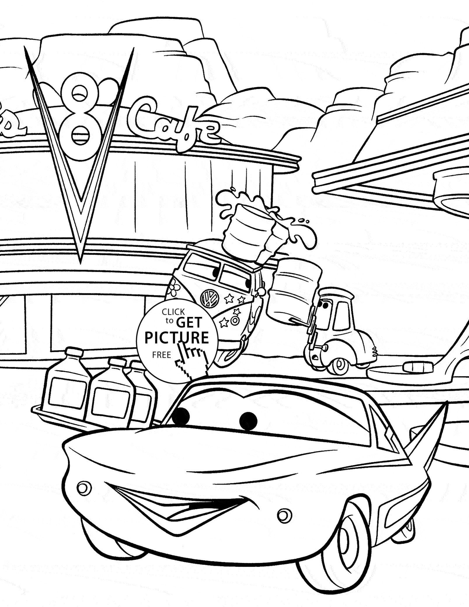 Boys Disney Coloring Pages
 Cars cafe 8 coloring page for kids disney coloring pages